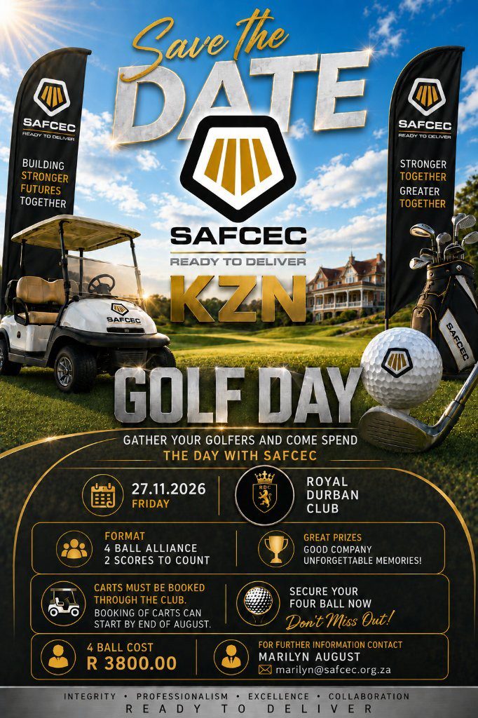 SAFCEC KZN Golf Day 2026 – Save the Date | 27 November | Royal Durban Club
